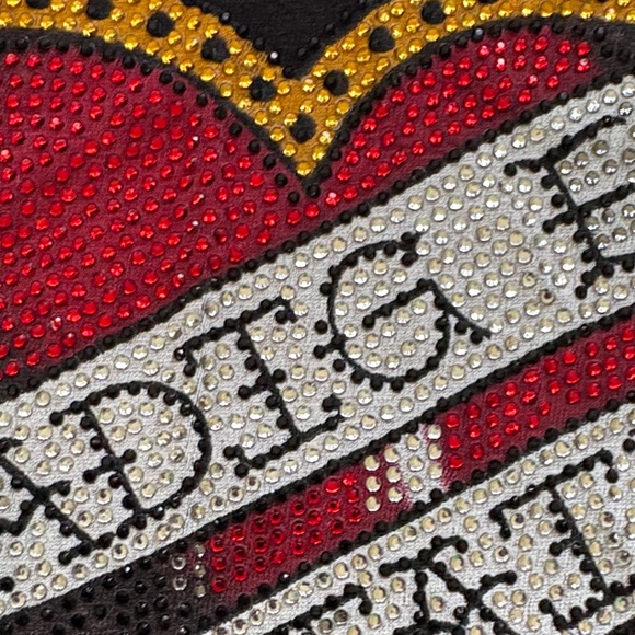 Zadig & Voltaire Black Tee with Red Heart sparkly crystals Graphic - Picture 3 of 6